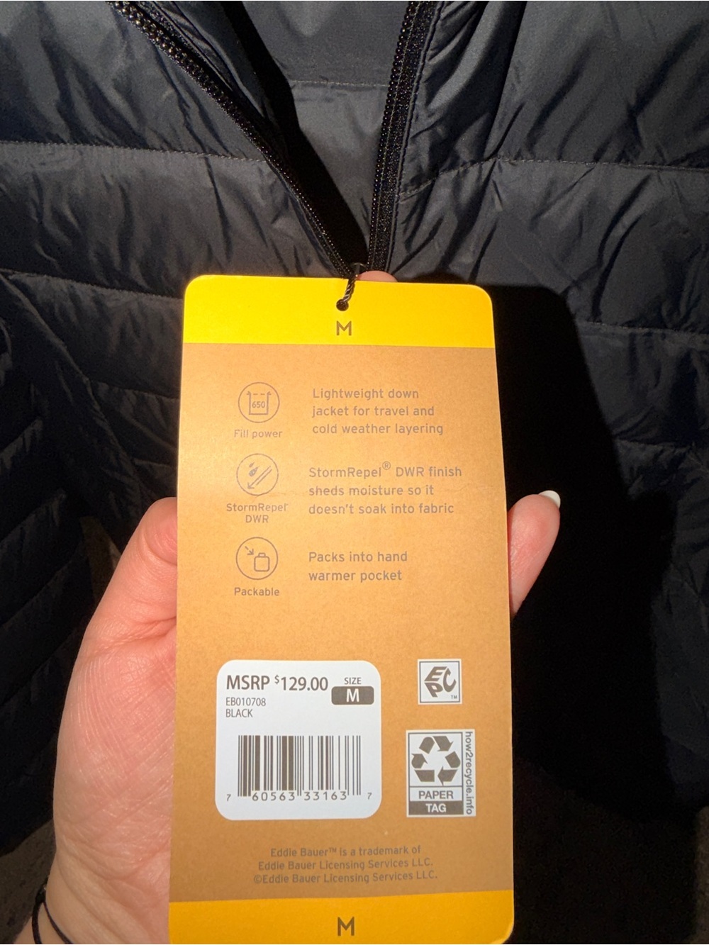 Eddie Bauer Navy Blue 650 Fill Down Jacket